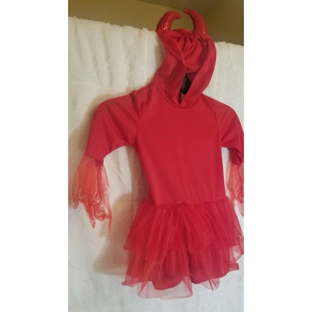 Girls' Target Devil Red Tutu Dress with Attached Horns Size Small (4-6x) - Picture 2 of 11